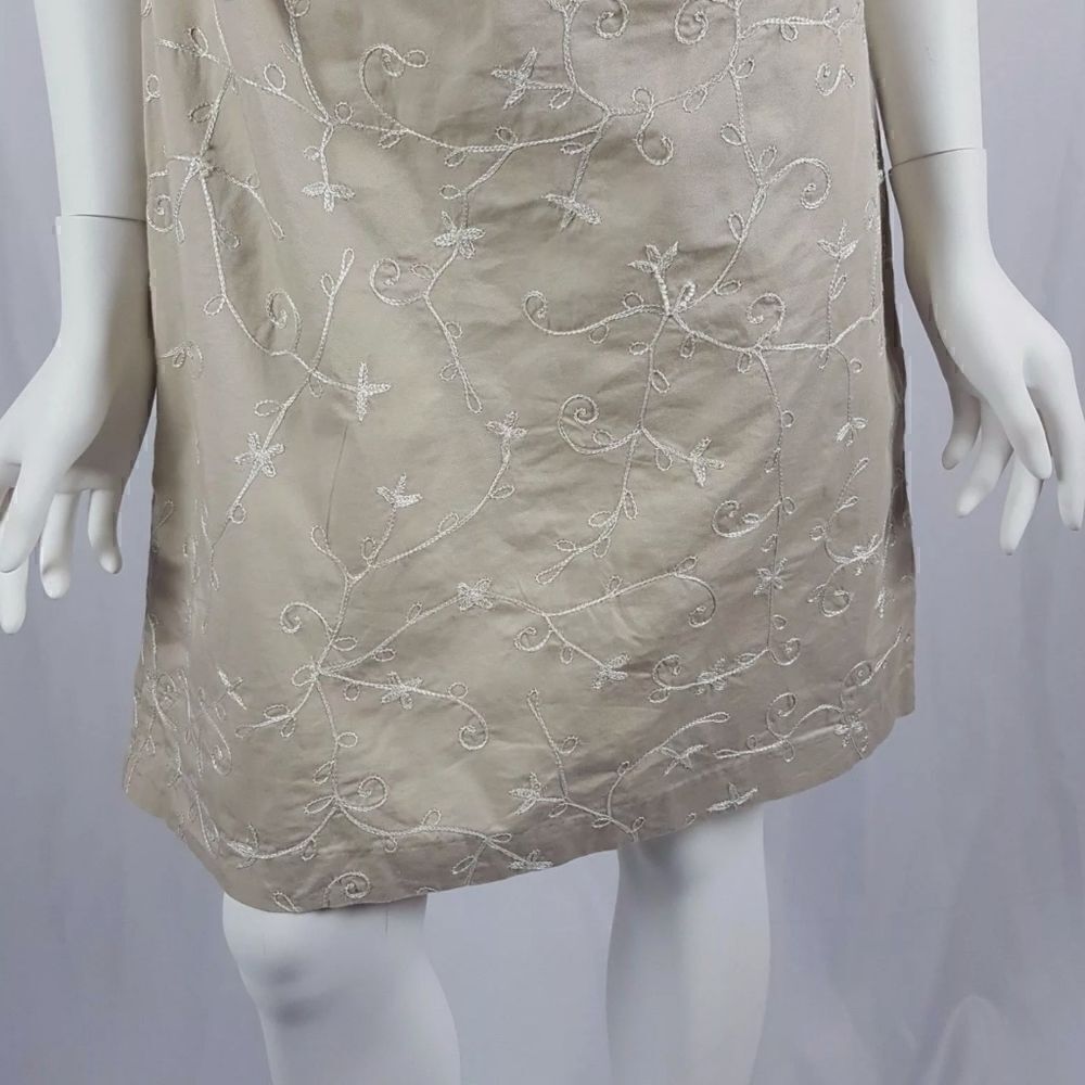 Tommy Hilfiger Womens Size 8 Tan Floral Embroidered Spaghetti Strap Shift Dress - Picture 5 of 11